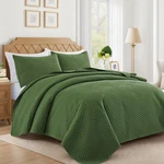 Olive Green Quilt King Size With Striped Pattern, Lightweight Soft Summer Thin. Fixed Price $48.09.