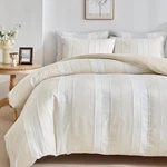 Warmdern Khaki Striped Weave Duvet Cover Queen Size, White Knit Boho Co.... Fixed Price $66.03.