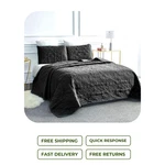 Sophia & William Queen/full Quilt Set, Black Reversible Microfiber 3-PIECE. Fixed Price $51.98.