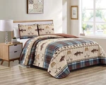 River Fly Rustic Cabin Lodge Quilt Bedspread Bedding Set With Fishing.... Fixed Price $58.17.