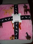 Lili Chin Doggie Drawings Plush Blanket Queen 90" X Yellow/chocolate Lab. Fixed Price $45.99.