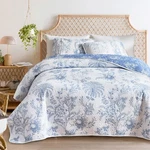 Flysheep Reversible Quilt QUEEN-92" X 90" (1 + Shams), Blue Botanical. Fixed Price $49.99.