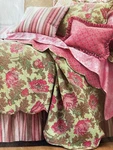 New Spring Poppy Reversible 100% Cotton Queen Quilted Bed Coverlet - Rare. Fixed Price $399.00.