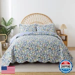 Honeilife Queen Floral Quilt Set 3-PIECE Botanical Bedspread Wildflower. Fixed Price $89.06.