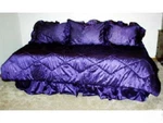 5PC Purple Daybed Comforter Skirt Ruffled Sham Mach Wash Usa Made Reg $135. Fixed Price $49.99.