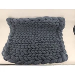 Chunky Hand Knit Braided Throw Blanket Slate Blue Giant Yarn 30X24. Fixed Price $18.00.