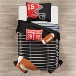 Lush Decor American Football Reversible Quilt Size 4 Twin, Black & Navy. Fixed Price $108.99.