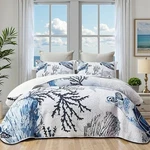 Coastal Bedding Size Quilt With 2 Shams, Nautical Beach King Sea Turtle. Fixed Price $81.09.