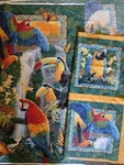 Fabric Wings Of Paradise Parrot Bird Tropical 12 Panels 3 Wall Hang Pillow Craft. Fixed Price $35.00.