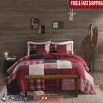 Reversible Cotton Quilt Lightweight Plaid Coverlet Set W/ Standard Shams 92X96. Fixed Price $100.30.