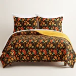Dada Bedding Marigold Floral Brown Yellow Botanical Garden Quilted Bedspread. Fixed Price $53.99.