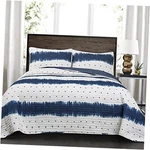 Jane Shibori Quilt Reversible 3 Piece Polka Dot Stripe Bedding Set - King. Fixed Price $83.30.