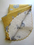 Yves Delorme Paris Toile Porcelaine Ochre Coverlet Quilt 70" X 94". Fixed Price $299.00.