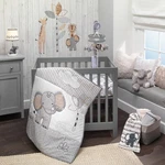 Lambs & Ivy Jungle Safari Elephant 3-PIECE Mini Crib Bedding Set Gray/white. Fixed Price $79.99.