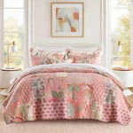 Etwel Quilt Bedding Set Patchwork, Cotton Bedspread Coverlet King Floral Pink. Fixed Price $143.98.