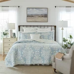 Laura Ashley - Rowland Collection Quilt Set 100% Cotton, Reversible, All Sea. Fixed Price $121.46.