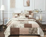 Dada Bedding Floral Cottage Patchwork Tan Pink Beige Cotton Quilt Bedspread Set. Fixed Price $24.99.