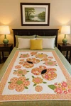New!!! Twin Size Handcrafted Floral Blooms Bed Quilt 76" X 51" Gorgeous!. Fixed Price $265.00.
