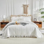 Oversized Ruffled Quilt Set 102 * 116IN California King Solid Shabby Chi.... Fixed Price $86.73.