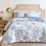 Flysheep Reversible Quilt Set King Size, 3 Pieces White And Blue Botanical Fl.... Fixed Price $55.61.
