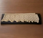 Vintage Hand Crocheted Strips - Beige Boho Shabby Chic Crafts Large 90" X 8". Fixed Price $25.00.