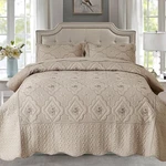 Cmfshape Floral Embroidery Quilt SET,3 Pieces KING(102"X90"), Taupe. Fixed Price $78.88.