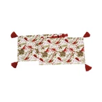 Cardinal Pinecone Sprigs & Berries 100% Cotton Christmas Table Runner W/ Red. Fixed Price $29.89.