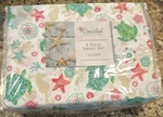 Coastal Collection 4-PIECE Queen Sheet Set, Multicolor Seaside Print. Fixed Price $49.00.