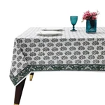Ridhi Hand Block Print Evergreen Grace Rectangle Cotton Tablecloth 108" X 60".... Fixed Price $65.75.