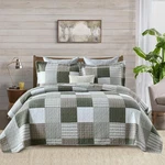 Quilts Queen Size - 100% Cotton Comforter Set Green Moonbeam White Plaid. Fixed Price $166.99.