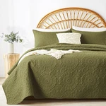 Olive Green Quilt Set Queen Size, Embossing Microfiber Full Bedspreads With P.... Fixed Price $38.90.