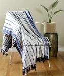 Indigo Blue Hand Tie Dye Shibori Throw Blanket Boho Mud Cloth Bed Couch. Fixed Price $49.99.