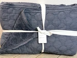 Pottery Barn Velvet Lattice Quilt King/cal Steel Blue Plush Soft Bedding. Fixed Price $249.00.