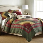 Donna Sharp Spice Postage Stamp Print Country Cottage King 3 Pc Quilted Set. Fixed Price $215.00.
