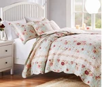 Romantic Rose 4PC Twin Quilt Set : Cottage Blue Chic Shabby Vintage Farmhouse. Fixed Price $60.00.