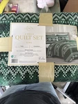 Lenox Holiday 3 Piece Quilt Set King - Snowflake Green. Fixed Price $45.00.