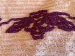 20" Sq Rose Pink Pc. / Burgundy Design Fabric Vint Chenille Crafts Sewing Quilts. Fixed Price $10.00.