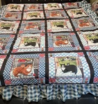 Vtg Cats Kitty Folk Art Americana Farm Cottage Blanket-quilt 86 X84. Fixed Price $59.00.