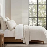 Evergracehome Cotton Quilt Set King 108"X96" Birch 3PC Box Stitch Coverlet New. Fixed Price $69.99.