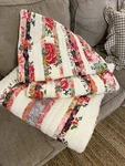 Full/queen Quit Style & Co. With Two King Shams Used Pink Peonies Stripes. Fixed Price $55.00.