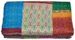 Silk Patola Patchwork Indian Handmade Queen Cotton Kantha Quilt Throw Bedspread. Fixed Price $100.03.
