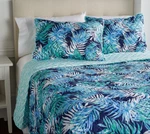 Home Reflections Tropical Collection Quilt Set Navy Palm. Fixed Price $39.99.