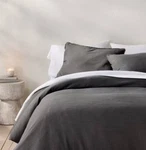Heavyweight Linen Blend Duvet Cover & Sham Set Dark Gray - Casaluna. Fixed Price $80.00.