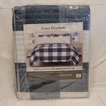 Grace Elizabeth White & Blue Queen Farmhouse Reversible Quilted Coverlet. Fixed Price $29.99.