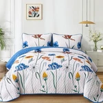 Blue Floral Botanical King Size Quilt Set Bedspread Bedding Lightweight. Fixed Price $63.99.