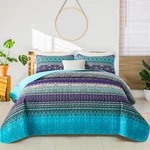 Wongs Bedding Boho Queen Quilt Set 3-PIECE 96"X90" Lightweight Microfiber Blue. Fixed Price $78.99.