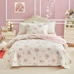 Queen Size Quilt Set For Girls, Green White Floral Design,. Fixed Price $38.99.