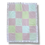 First Impressions Baby Blanket Pink Yellow Patchwork Minky Dot Satin Edge Quilt. Fixed Price $20.40.