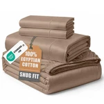 Lane Linen 100% Egyptian Cotton King Sheet Set Taupe Sateen. Fixed Price $179.99.