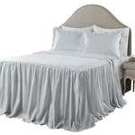 Lush Decor Ticking Stripe Bedspread Size 3 Piece Set Lake Blue - Ruffle. Fixed Price $141.03.